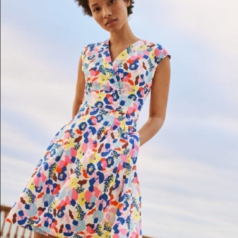 Boden Clemmie Dress Ivory, Peony Burst